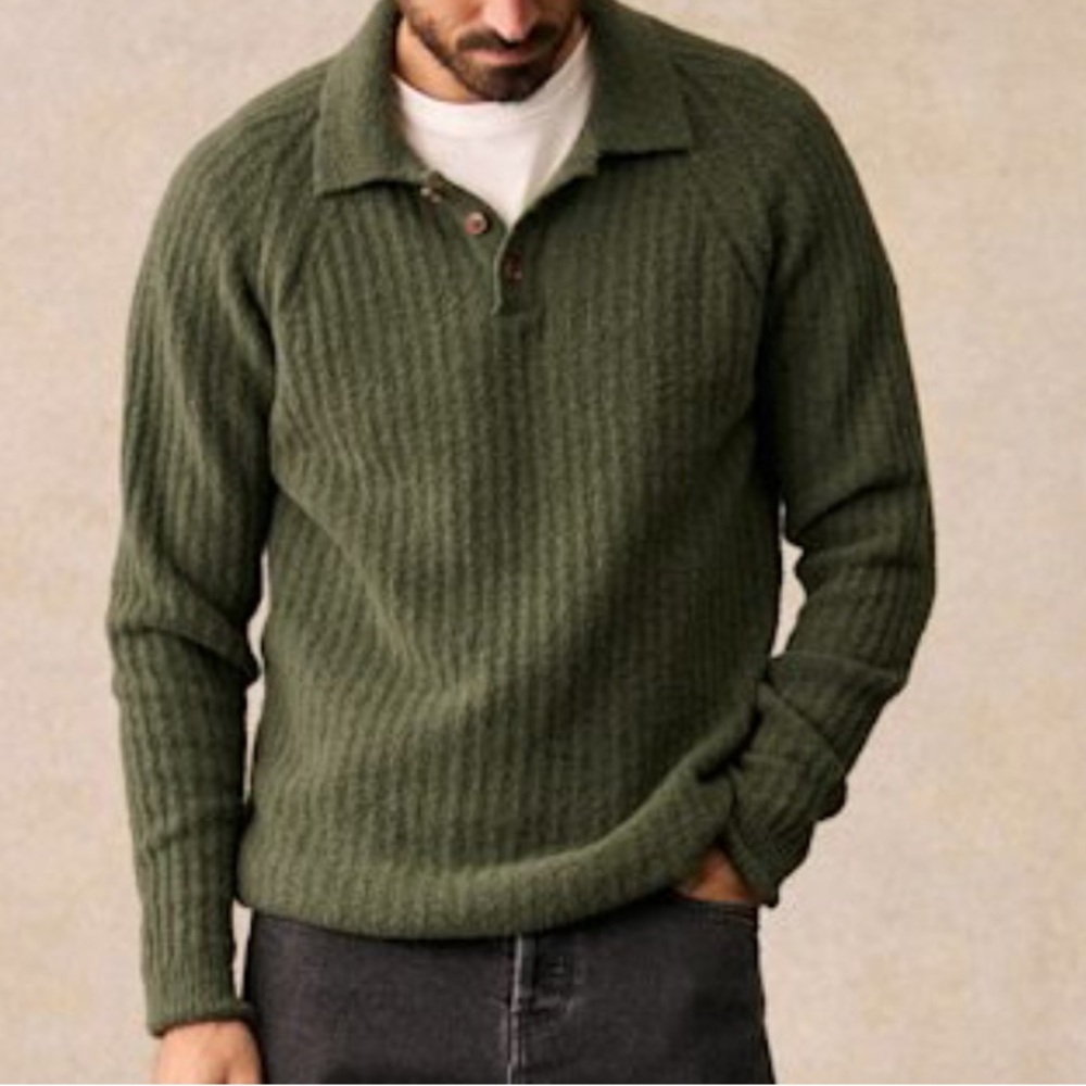 Octobre Editions Minty Sweater Olive Green Collared